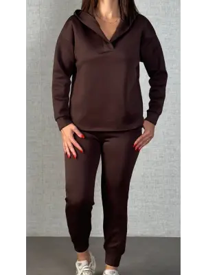 Kadın Uzun Kollu Kapüşonlu Ikili Takım