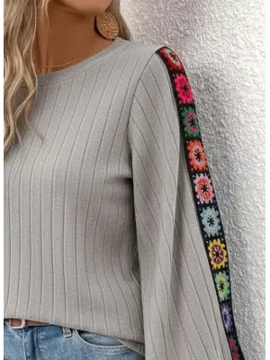 Kadın Uzun Kollu Kayık Yaka şardonlu Kaşkorse Bluz