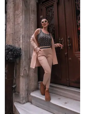 Kadın Uzun Kollu Krep üçlü Takım