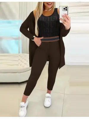 Kadın Uzun Kollu Krep üçlü Takım