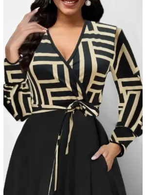 Kadın Uzun Kollu Kruvaze Yaka Dalgıç Krep Midi Boy Elbise