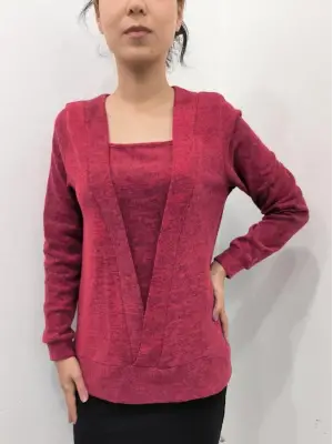 Kadın Uzun Kollu Kruvaze Yaka Kol Ve Etek Ucu Manşet Detay Yumoş Bluz