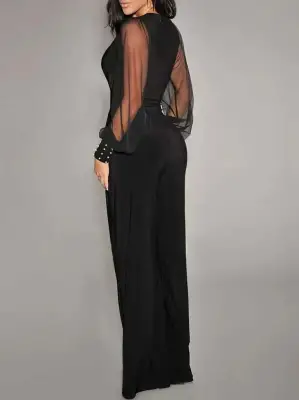 Modern Kadın Kruvaze Yakalı Viskon Tulum