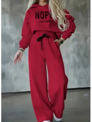 Kadın Uzun Kollu Nope Baskılı Beli Ribanalı Ikili Takım