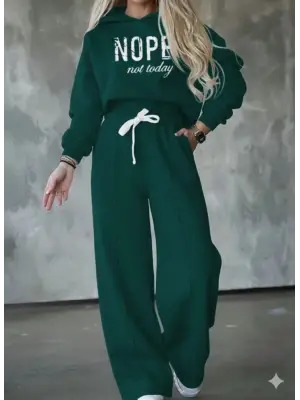 Kadın Uzun Kollu Nope Baskılı Beli Ribanalı Ikili Takım