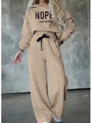 Kadın Uzun Kollu Nope Baskılı Beli Ribanalı Ikili Takım