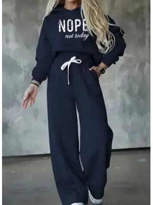 Kadın Uzun Kollu Nope Baskılı Beli Ribanalı Ikili Takım