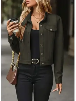 Modern Kadın Kısa Süet Ceket