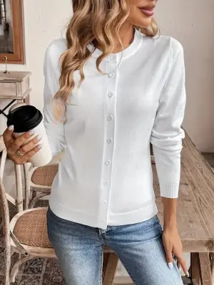 Kadın Uzun Kollu önden Düğmeli Triko Ceket