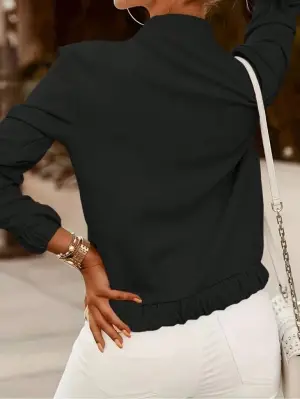 Kadın Uzun Kollu önden Fermuarlı Modal Ceket