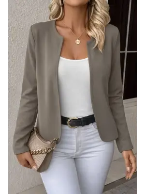 Kadın Uzun Kollu önü Açık Dalgıç Kısa Vizon Ceket