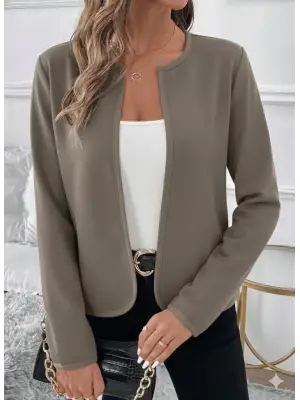 Kadın Uzun Kollu önü Açık Dalgıç Kısa Vizon Ceket