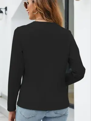 Kadın Uzun Kollu Önü Açık İthal Krep Blazer Ceket