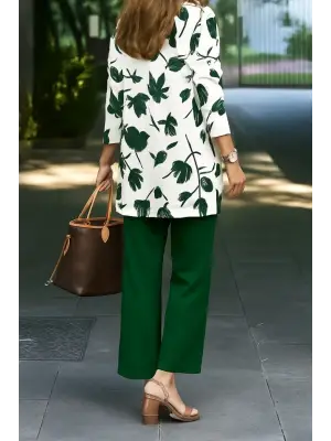 Kadın Uzun Kollu önü Açık Modal Ceket Kolsuz Viskon Iki Iplik Bluz Ve Pantolon üçlü Takım