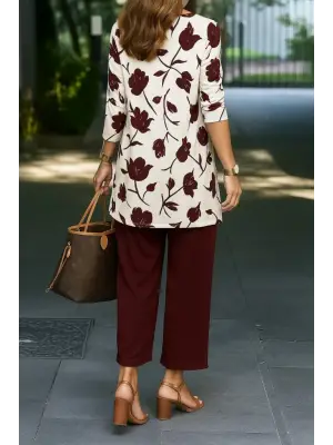 Kadın Uzun Kollu önü Açık Modal Ceket Kolsuz Viskon Iki Iplik Bluz Ve Pantolon üçlü Takım