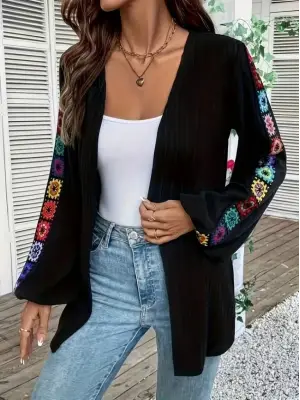 Kadın Uzun Kollu önü Açık şardonlu Kaşkorse Ceket