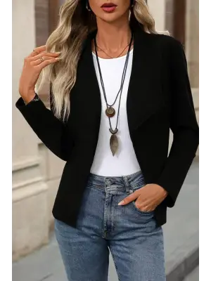 Kadın Uzun Kollu önü Açık Yakalı Süet Ceket