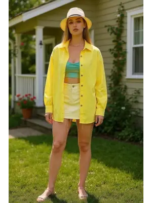 Kadın Uzun Kollu Oversize Gömlek