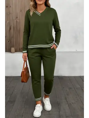 Kadın Uzun Kollu Ribana Detay Viskon Iki Iplik Ikili Takım