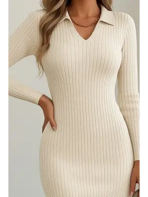 Kadın Uzun Kollu Triko Elbise