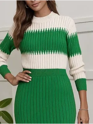 Kadın Uzun Kollu Triko Etekli Takım