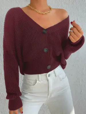 Kadın Uzun Kollu Düğmeli Triko Hırka