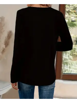 Şık V Payet Yakalı Viskon Bluz