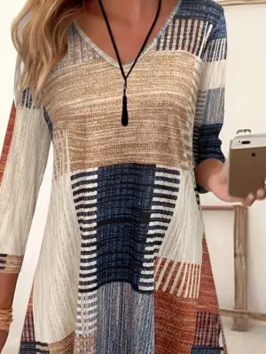 Kadın Uzun Kollu V Yaka Süprem Mini Elbise