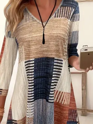 Kadın Uzun Kollu V Yaka Süprem Mini Elbise