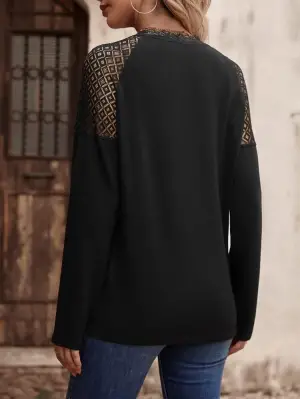 Kadın V Yakalı Uzun Kollu Şık Bluz