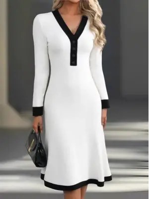 Çarpıcı V Yakalı Modal Elbise