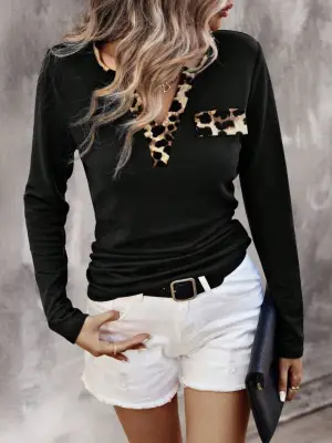 Kadın Uzun Kollu V Yakalı Kaşkorse Bluz