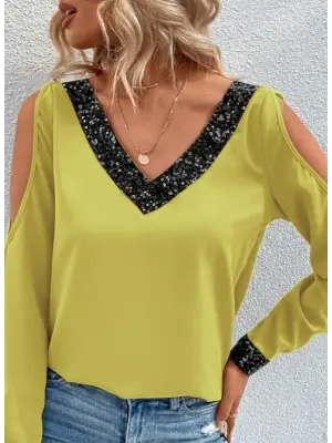 Zarif V Yakalı Sandy Bluz