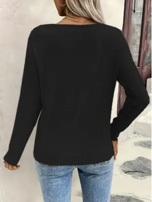 Kadın Uzun Kollu V Yakalı Triko Bluz