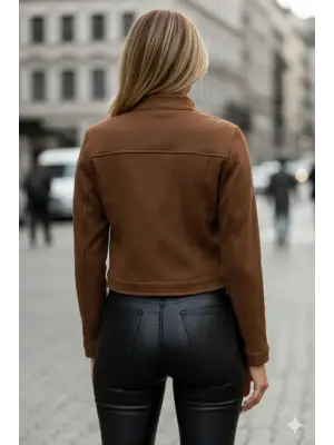 Modern Süet Kısa Ceket