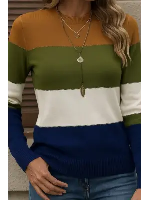 Kadın Uzun Kollu Yarı Balıkçı Yaka Triko Kazak