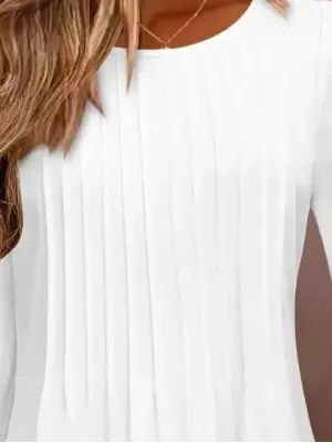 Kadın Uzun Kollu Yuvarlak Yaka Nervürlü Bluz