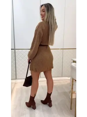 Tarz Kadın Yuvarlak Yakalı Triko Elbise