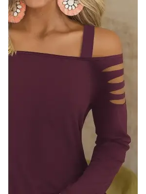 Kadın Uzun Lazer Kesik Detaylı Askılı Viskon Iki Iplik Bluz