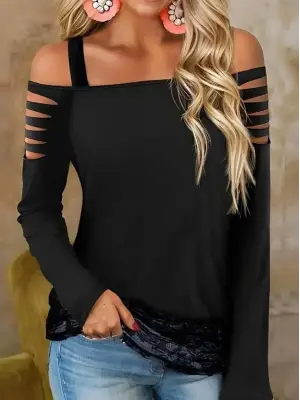 Kadın Uzun Lazer Kesik Detaylı Askılı Viskon Iki Iplik Bluz