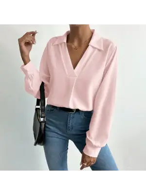 Omarı Zarif Kadın V Yaka Uzun Kollu Bluz