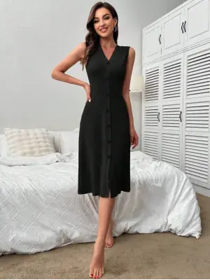 Kadın V Yakalı önden Düğmeli Kaşkorse Elbise