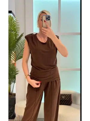 Kadın Vatkalı Düşük Kol Rahat Kesim İkili Takım