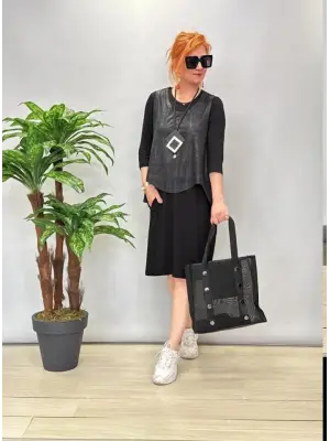 Kadın Viskon Kumaş Cep Detaylı üçlü Takım