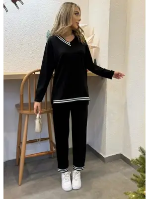 Kadın Yeni Sezon Uzun Kollu Ribana Detay Ikili Takım