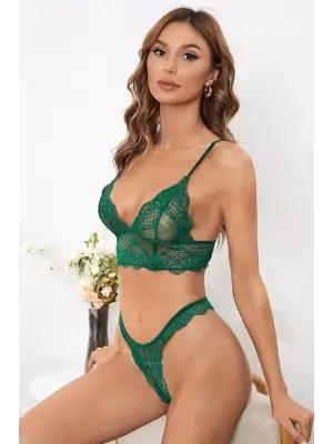 Omarı Yeşil Çapraz Sırt Detaylı Bralet Takım