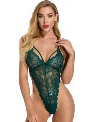 Omarı Yeşil Dantelli Şık İç Çamaşır Takımı