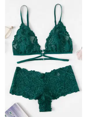 Omarı Yeşil Şık Sütyen Külot Takımı