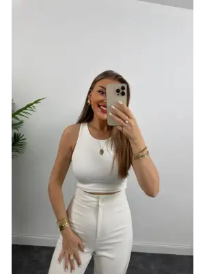 Kadın Yüksek Bel Atlas Kumaş Palazzo Pantolon