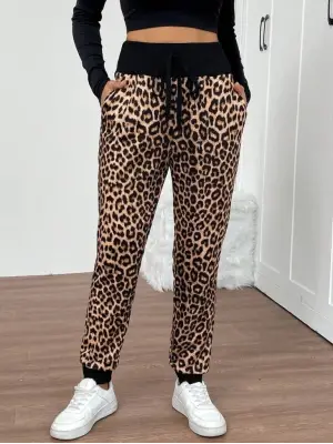 Kadın Yüksek Bel Bağcıklı Desenli Iki Iplik Pantolon